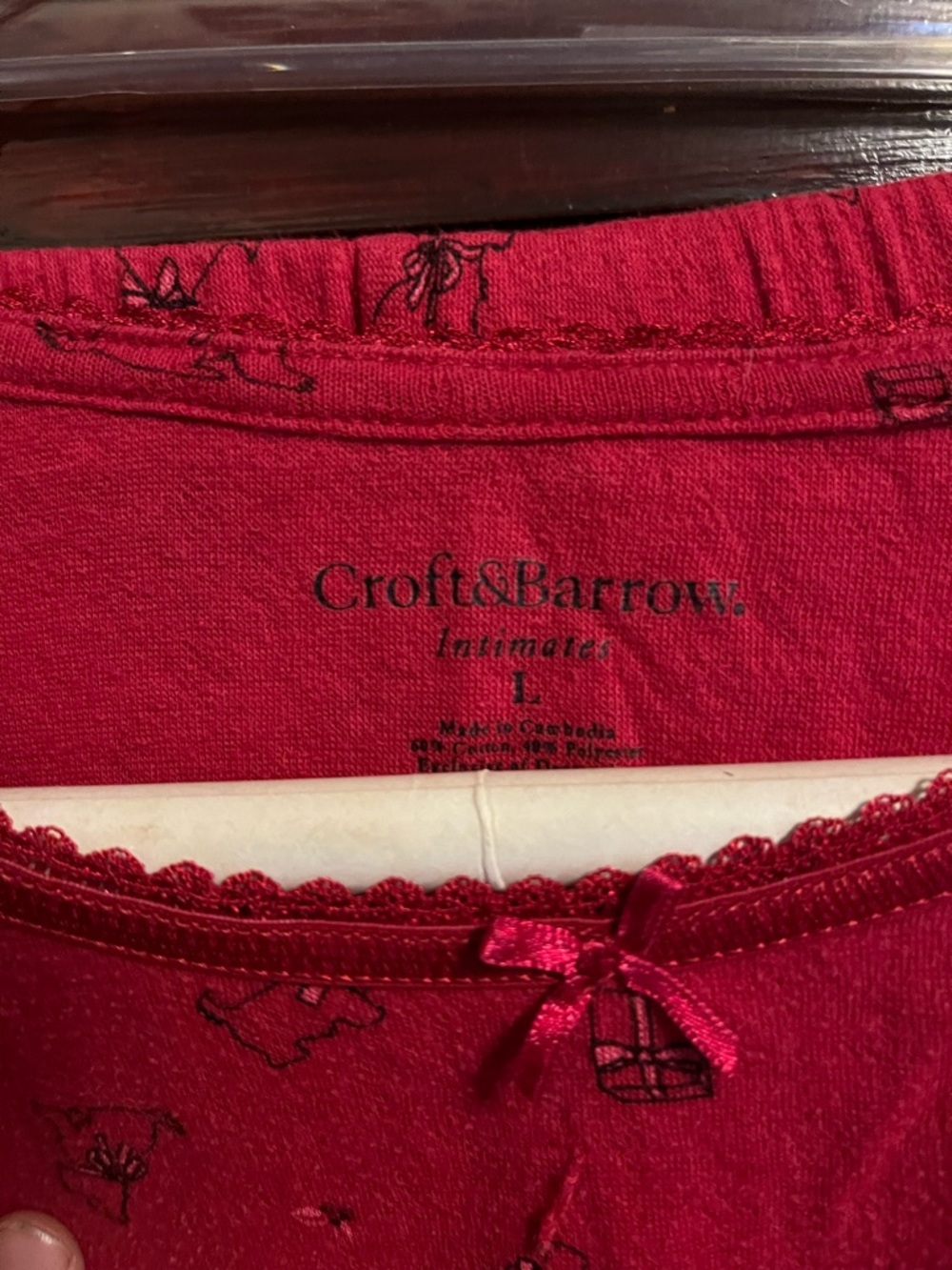 croft & barrow women’s scottie dog Deep Red Printed Cotton pajamas